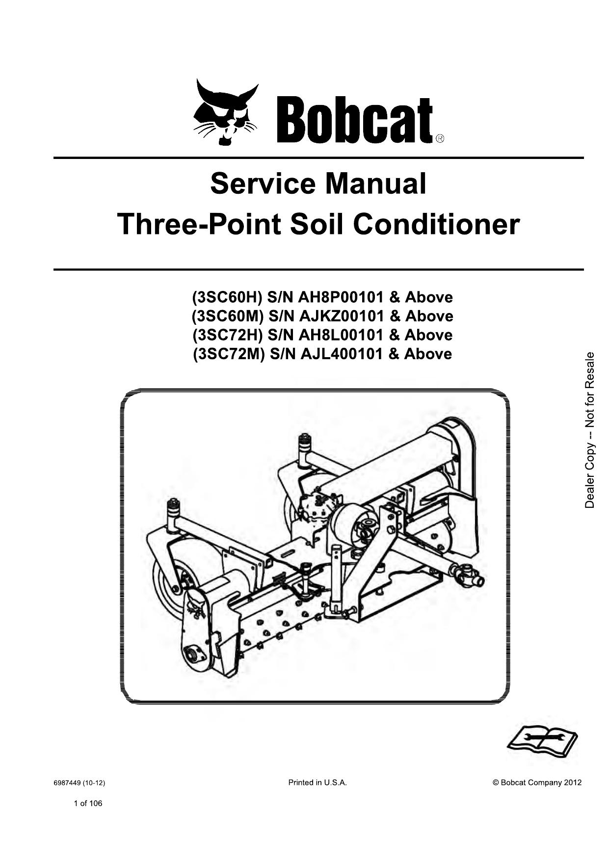 Three-Point Soil Conditioner Attachment Service Manual Bobcat